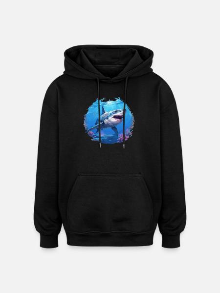 Great White Shark Great White Shark - Oversized Unisex Hoodie - black