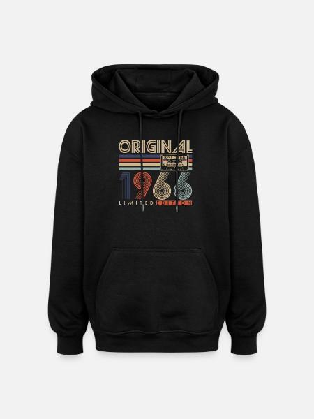60e anniversaire 60 ans 1966 Né - Sweat à capuche oversize unisexe - noir