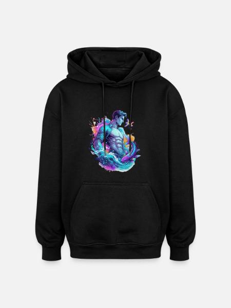 Pisces Man – Astrology Gift - Oversized Unisex Hoodie - black