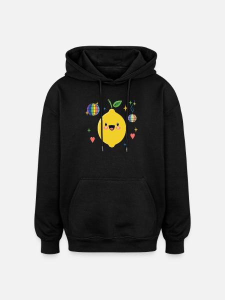Pride Lemon Disco Illustration - Oversized Unisex Hoodie - black