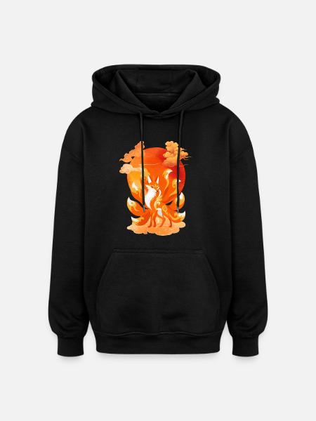 Nine-Tailed Fox – Original Gift - Oversized Unisex Hoodie - black