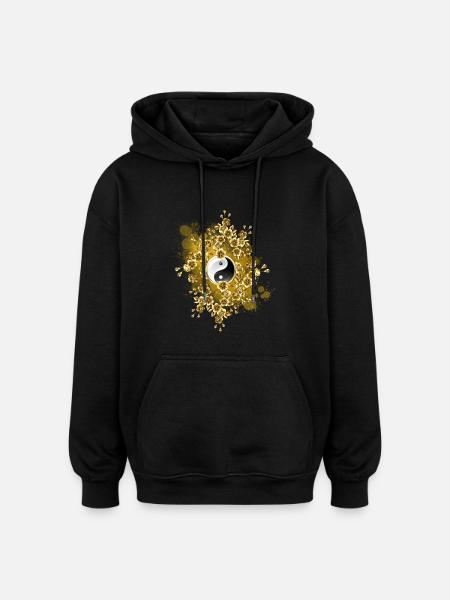 Yin-Yang-Blumen – Zen-Geschenk - Oversized Unisex Hoodie - Schwarz