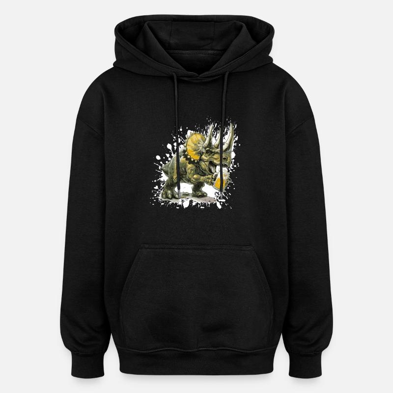 Bière de dinosaure tricératops - Sweat à capuche oversize unisexe - noir