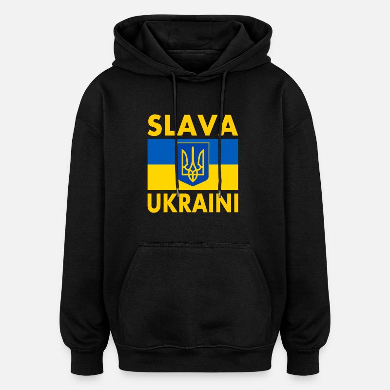 Slava ukraini - Sweat à capuche oversize unisexe - noir