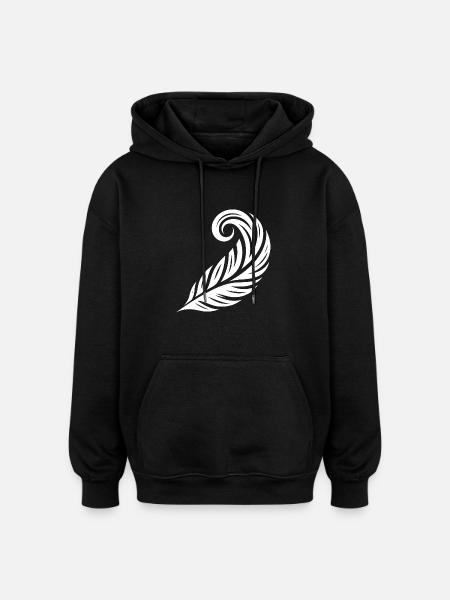 Curved Ink Pen - Oversized Unisex Hoodie - black