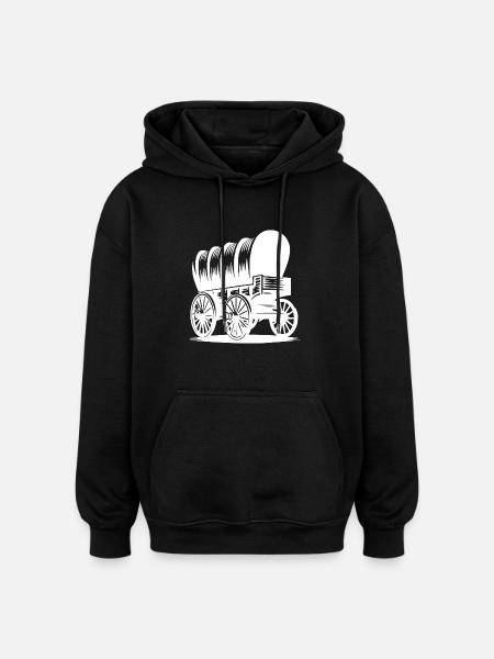 Klassischer Pferde Planwagen - Oversized Unisex Hoodie - Schwarz