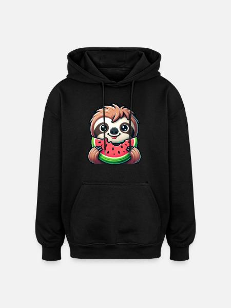 Faultier Sommerfrucht Melone - Oversized Unisex Hoodie - Schwarz