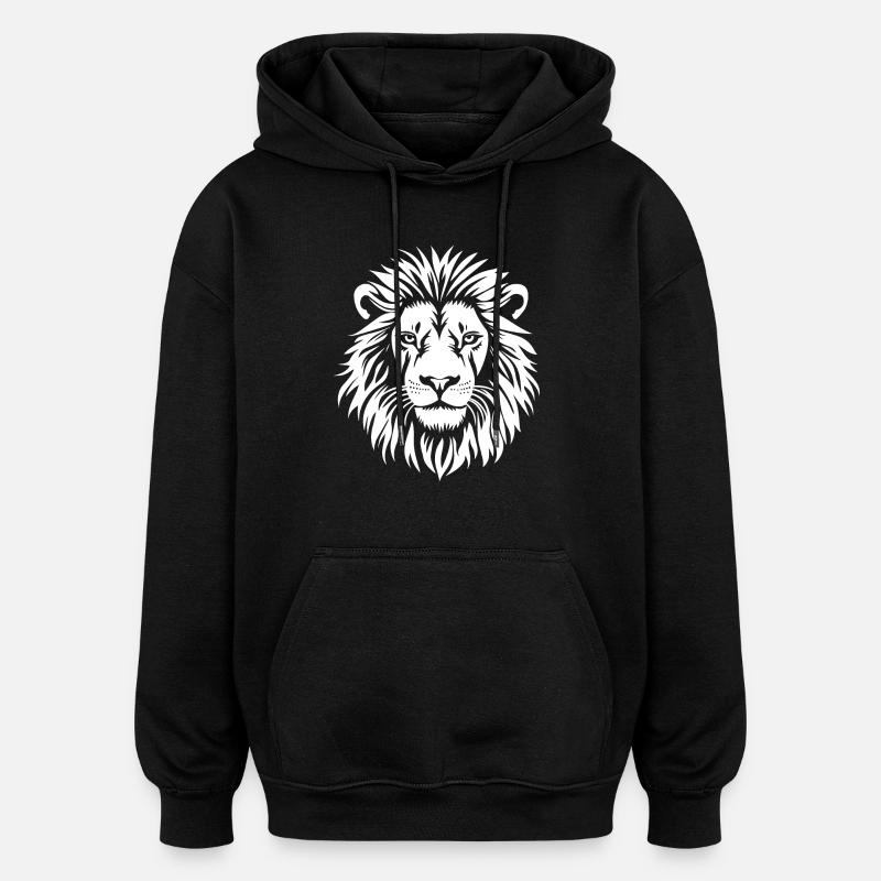 Visage de lion - Sweat à capuche oversize unisexe - noir