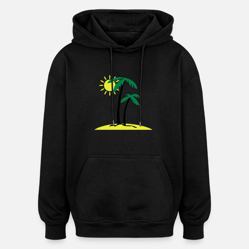 Palminsel - Oversized Unisex Hoodie - Schwarz