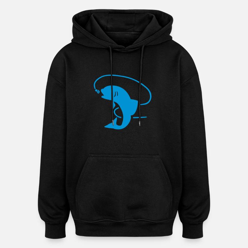 Pêche - Sweat à capuche oversize unisexe - noir