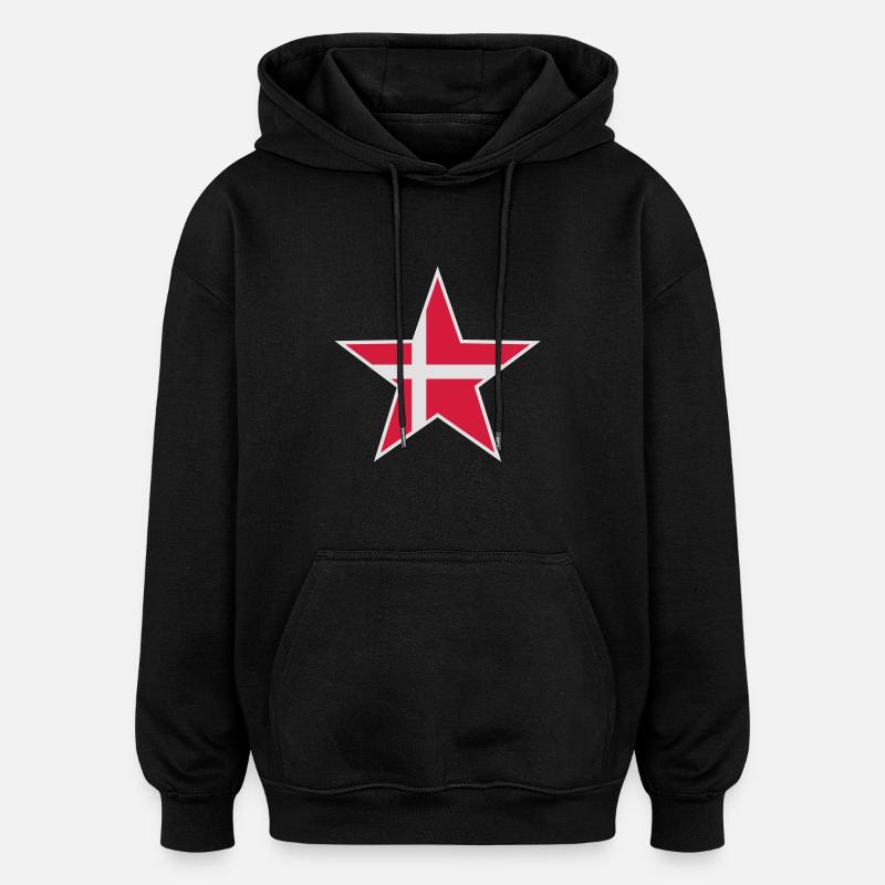 Denmark Danmark Star Logo - Sweat à capuche oversize unisexe - noir