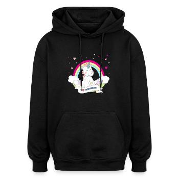 I Love Unicorns - Sweat à capuche oversize unisexe - noir - Devant - Noah (186cm)