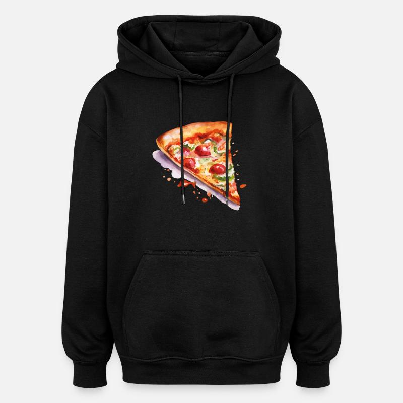 pizza - Sweat à capuche oversize unisexe - noir