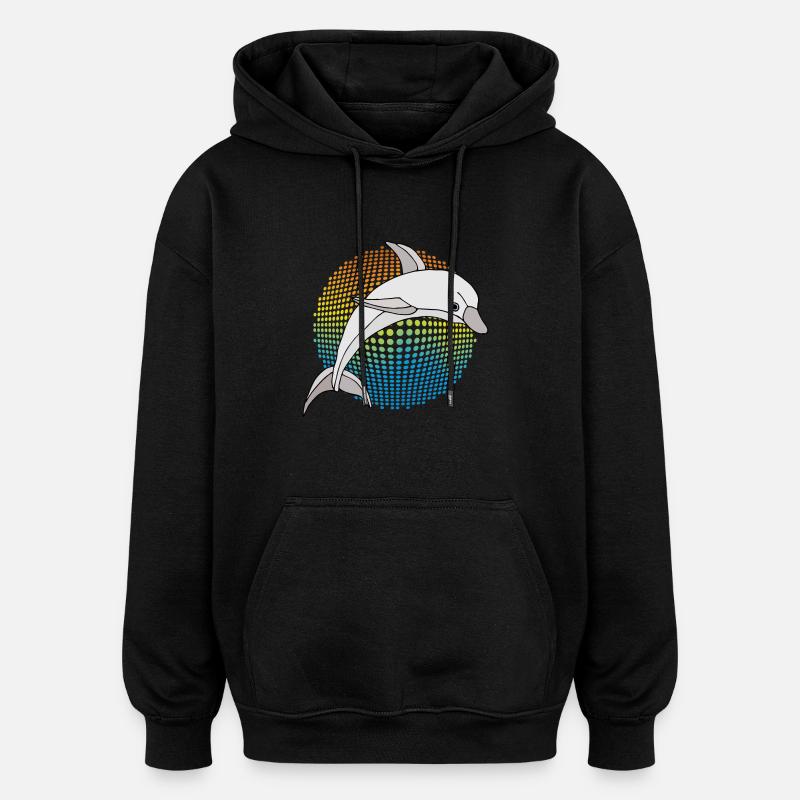 Dauphin - Sweat à capuche oversize unisexe - noir