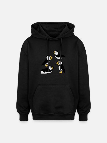 Family of Puffins - Oversized Unisex Hoodie - black