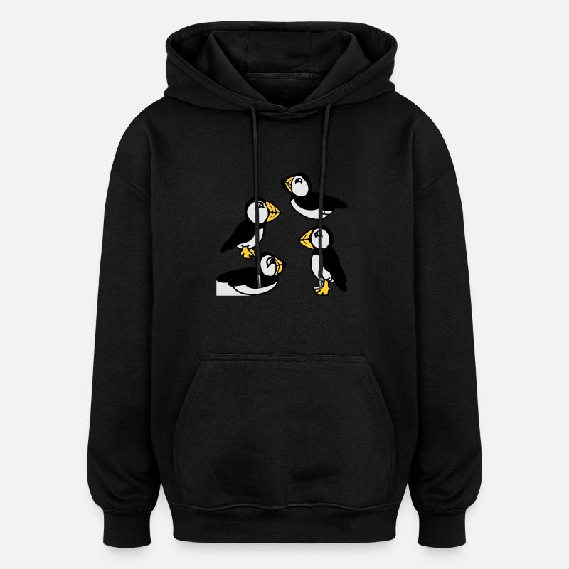 Famille de Macareux - Sweat à capuche oversize unisexe - noir