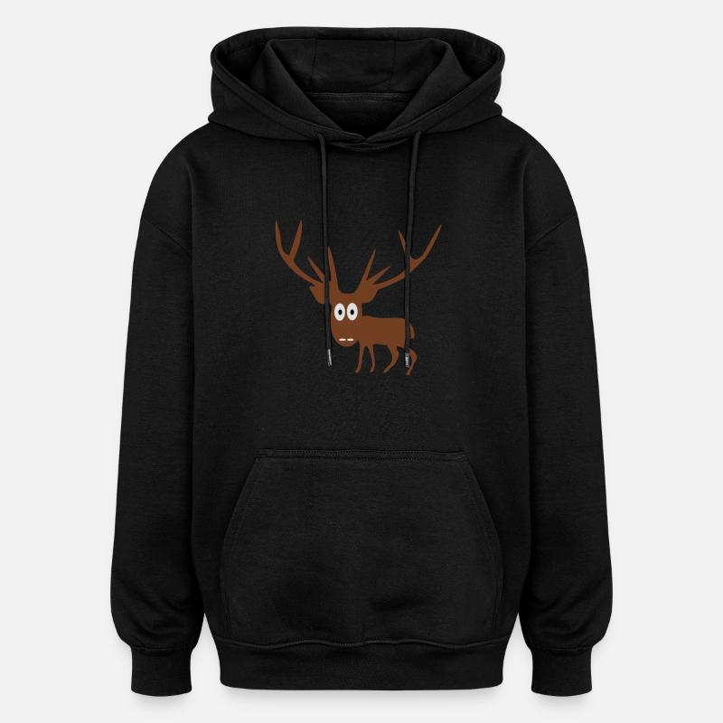 Hirsch - Oversized Unisex Hoodie - Schwarz