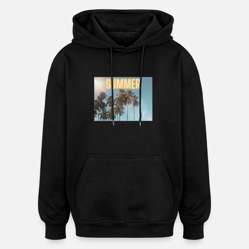 Palmiers Été - Sweat à capuche oversize unisexe - noir