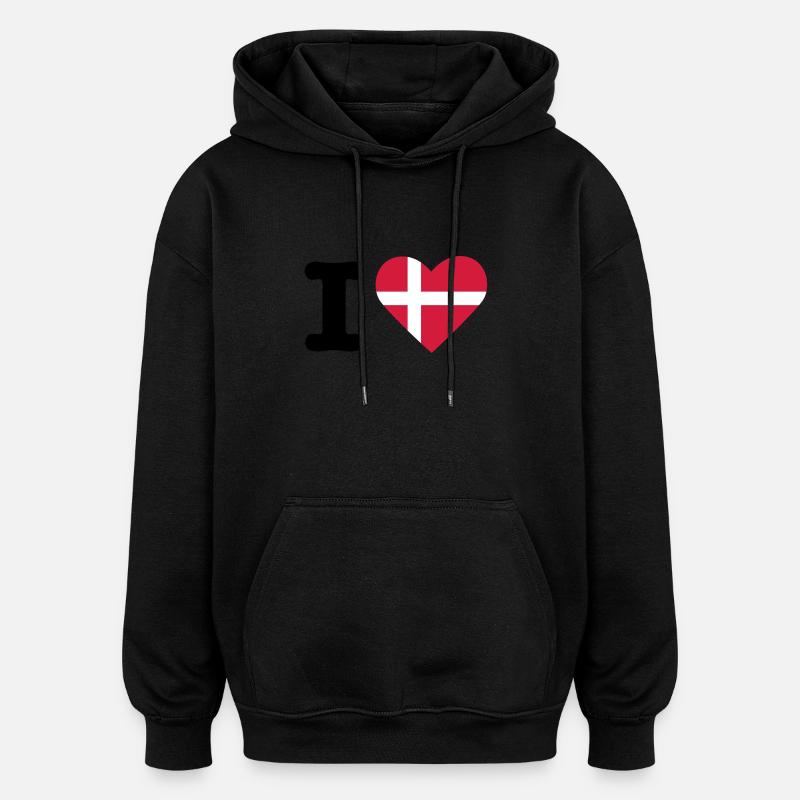 I love Danmark - Oversized Unisex Hoodie - black