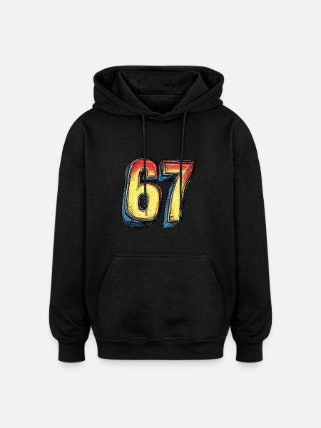 67 Number Comic - Oversized Unisex Hoodie - black
