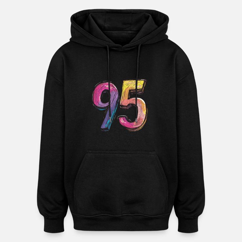 Bande dessinée à 95 numéros - Sweat à capuche oversize unisexe - noir