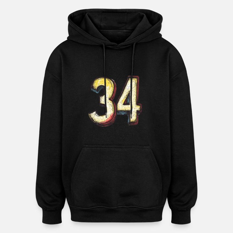 34 Zahl Comic - Oversized Unisex Hoodie - Schwarz
