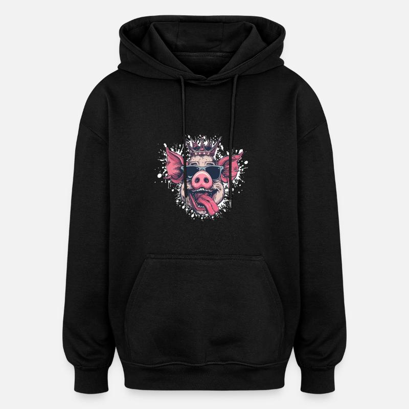 Schwein Lustig - Oversized Unisex Hoodie - Schwarz