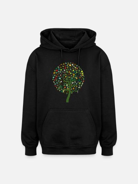 Feuilles de saison - Sweat à capuche oversize unisexe - noir