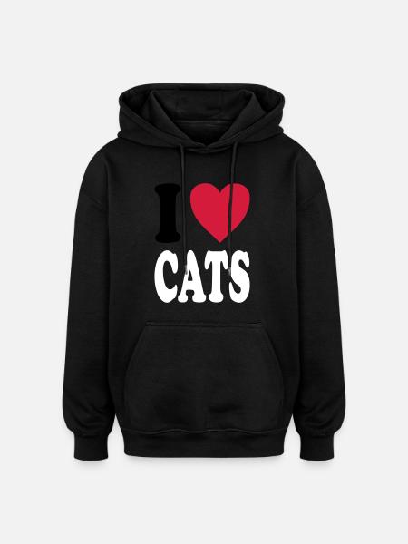 I love CATS - Oversized Unisex Hoodie - black