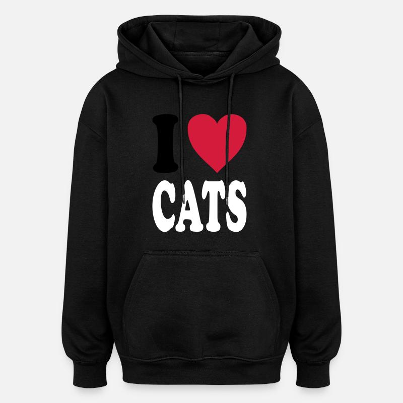 J'adore CATS - Sweat à capuche oversize unisexe - noir