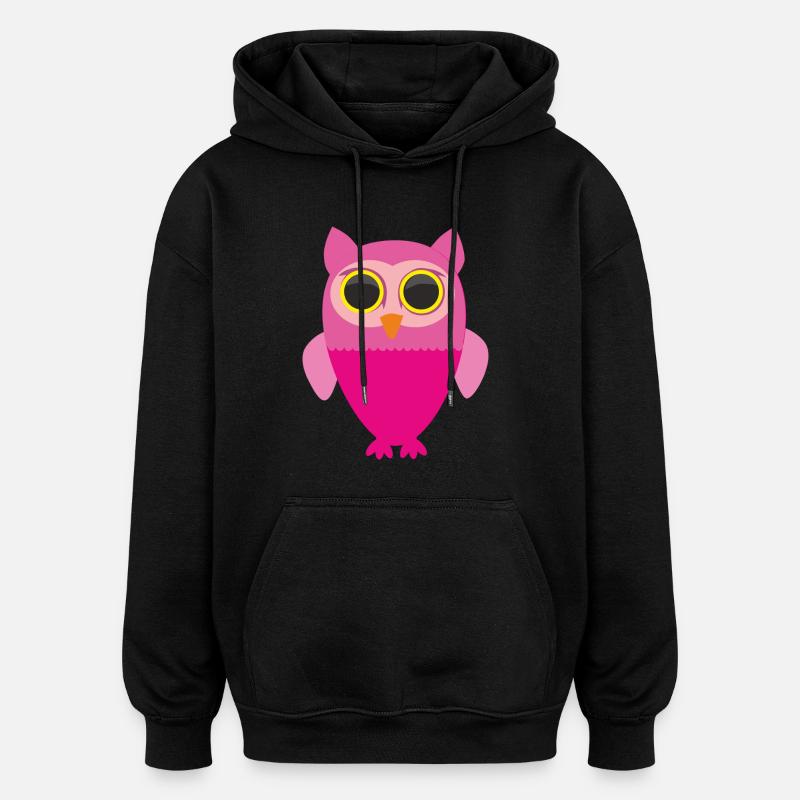 Rosa Eule - Oversized Unisex Hoodie - Schwarz