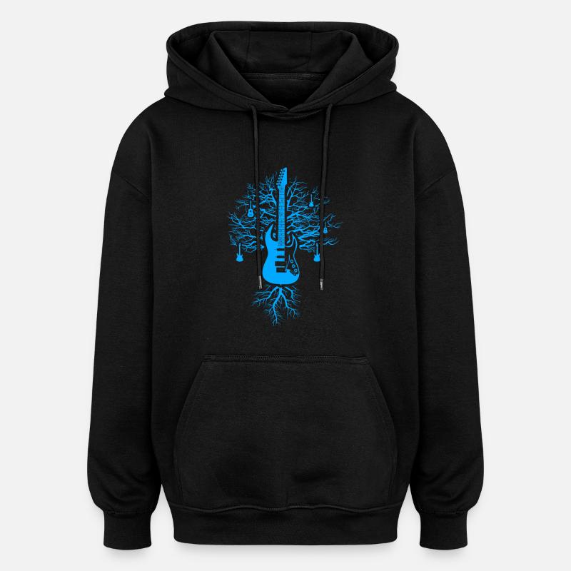 Arbre de guitare - Sweat à capuche oversize unisexe - noir