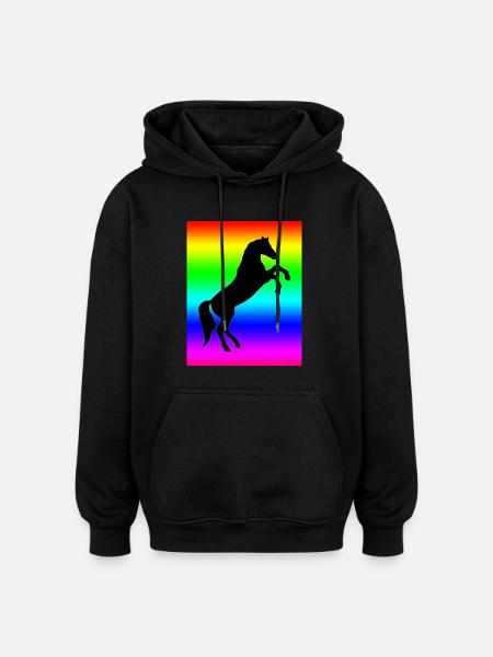 Rainbow Horse - Oversized Unisex Hoodie - black