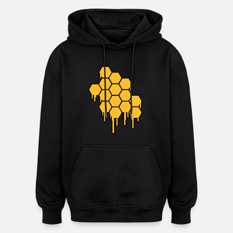 Honeycombs Pattern - Oversized Unisex Hoodie - black