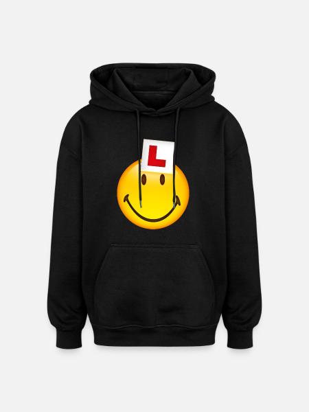 Smiley New Driver - Oversized Unisex Hoodie - Schwarz
