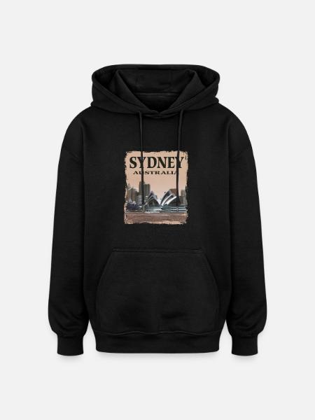 Sydney - Oversized Unisex Hoodie - Schwarz
