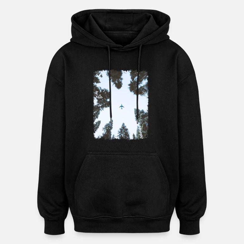 Plane - Oversized Unisex Hoodie - black
