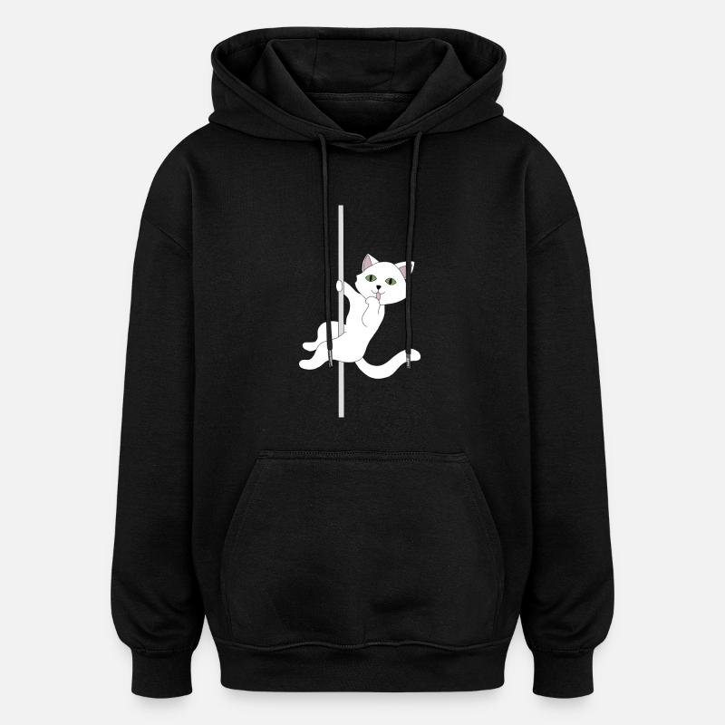 Cat pole dance - Oversized Unisex Hoodie - black