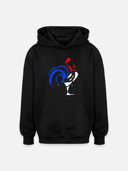 coq français - Sweat à capuche oversize unisexe - noir
