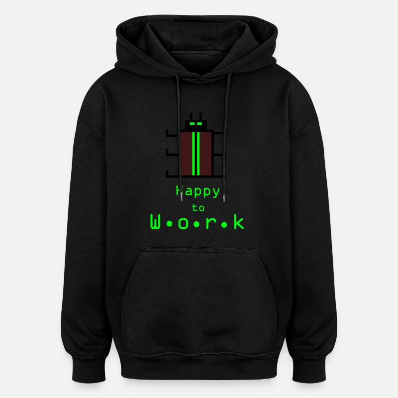 HappyWorkBeetle - Sweat à capuche oversize unisexe - noir