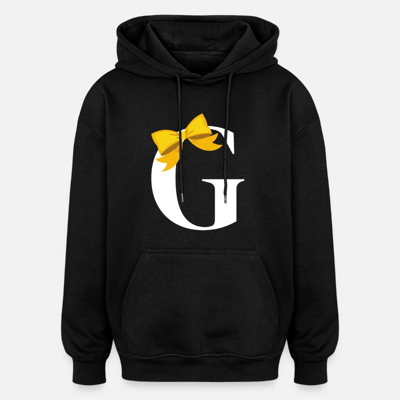 Lettre G nœud jaune - Sweat à capuche oversize unisexe - noir