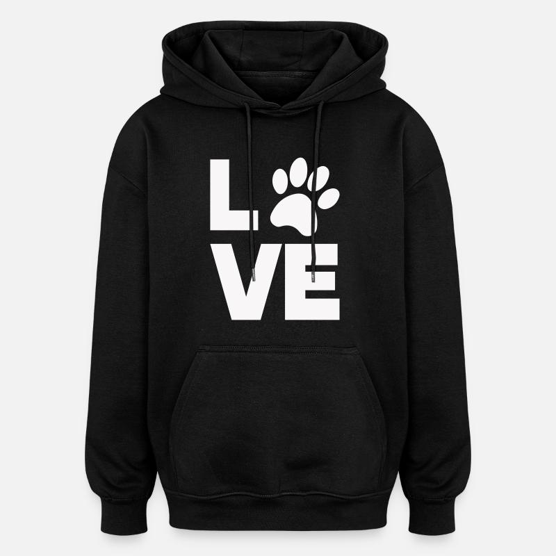 patte amour amour animal - Sweat à capuche oversize unisexe - noir
