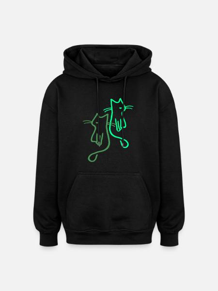 Cats Cat Retro Gift - Oversized Unisex Hoodie - black