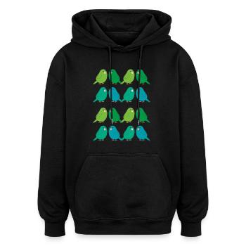 wellensittich gruppe - Oversized Unisex Hoodie - Schwarz - Vorne - Noah (186cm)
