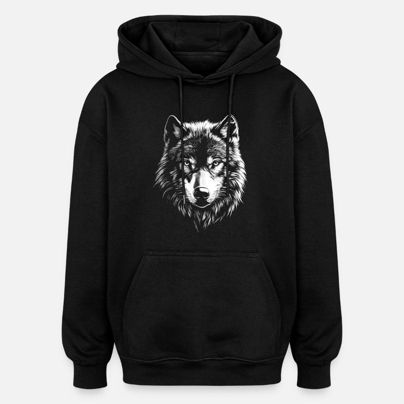 Wolf - Oversized Unisex Hoodie - black