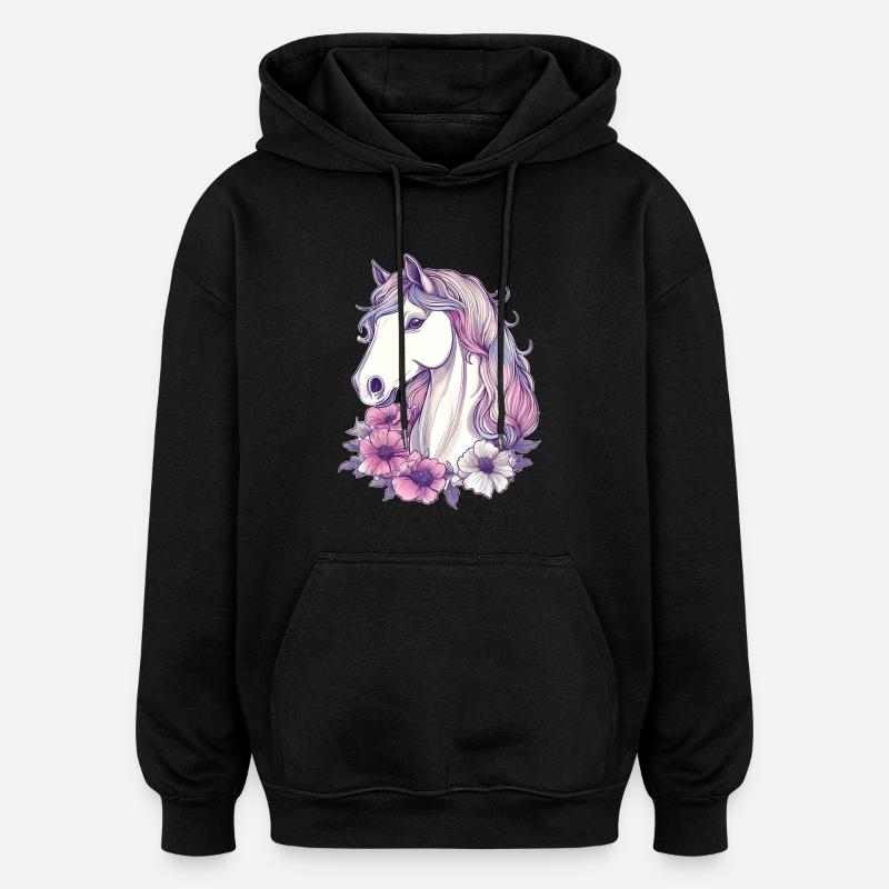 Cheval - Sweat à capuche oversize unisexe - noir