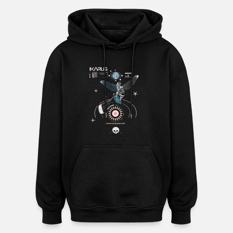 Kitesurfeur Ikarus - Sweat à capuche oversize unisexe - noir