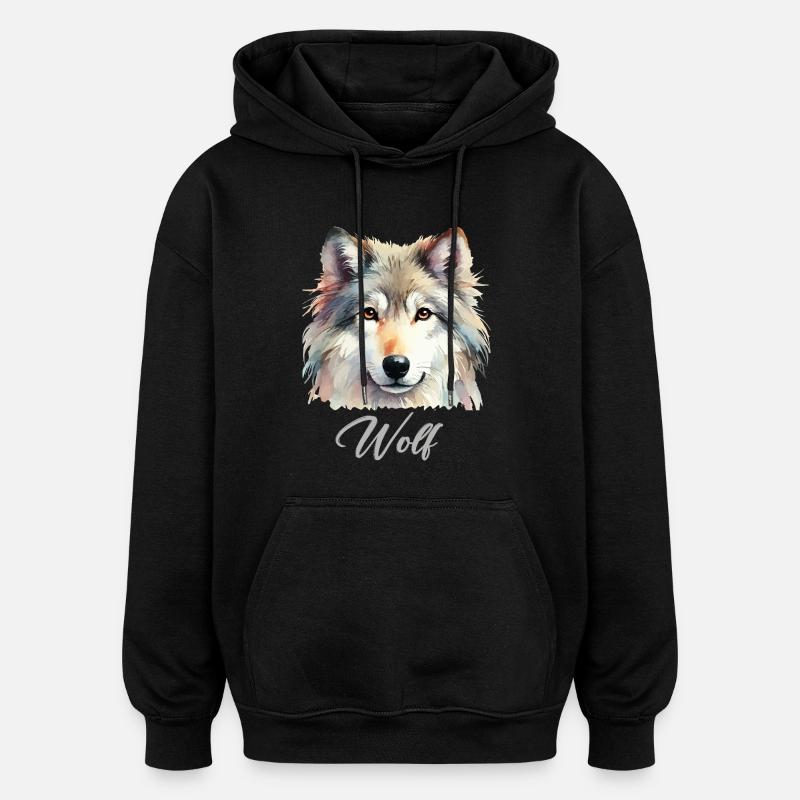 wolf - Oversized Unisex Hoodie - black