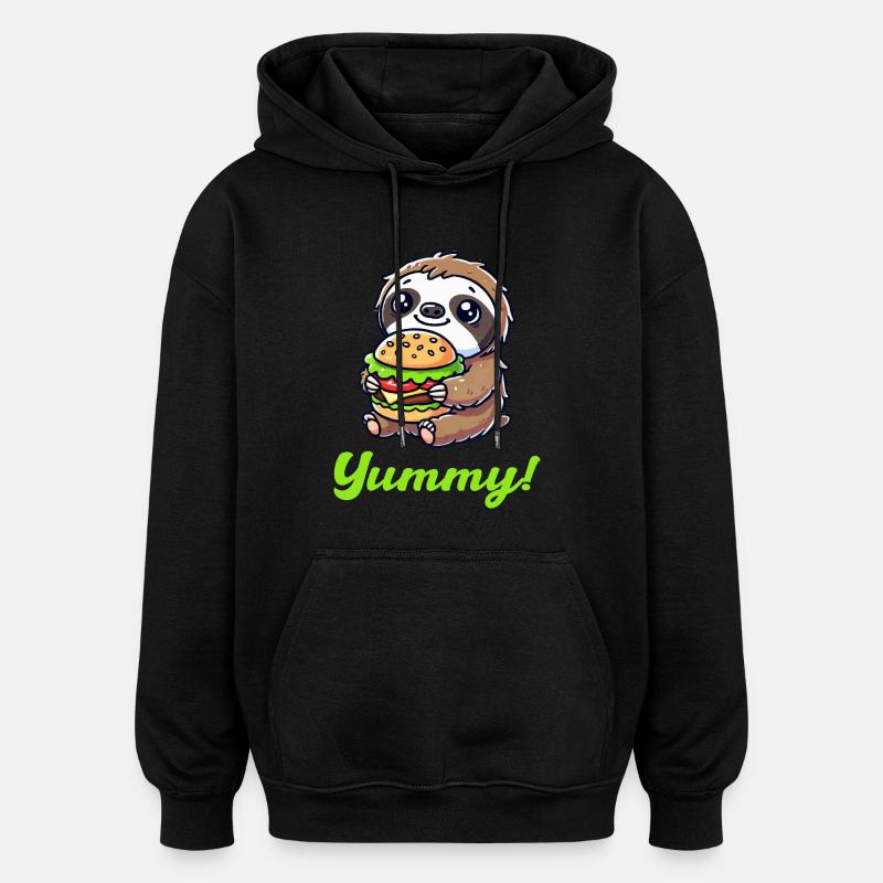 Sloth Burger 1 - Oversized Unisex Hoodie - black