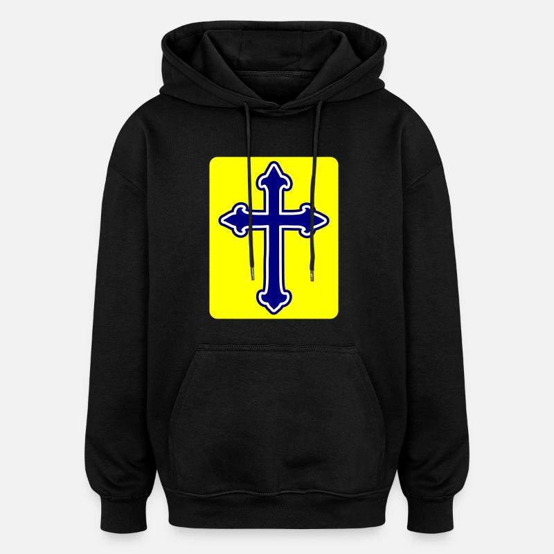 Symbole de la croix - Sweat à capuche oversize unisexe - noir